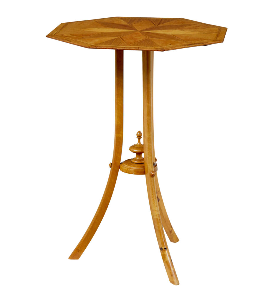 Early 20th Century Inlaid Birch Octagonal Occasional Table — image 5