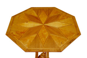 Early 20th Century Inlaid Birch Octagonal Occasional Table — thumbnail 4