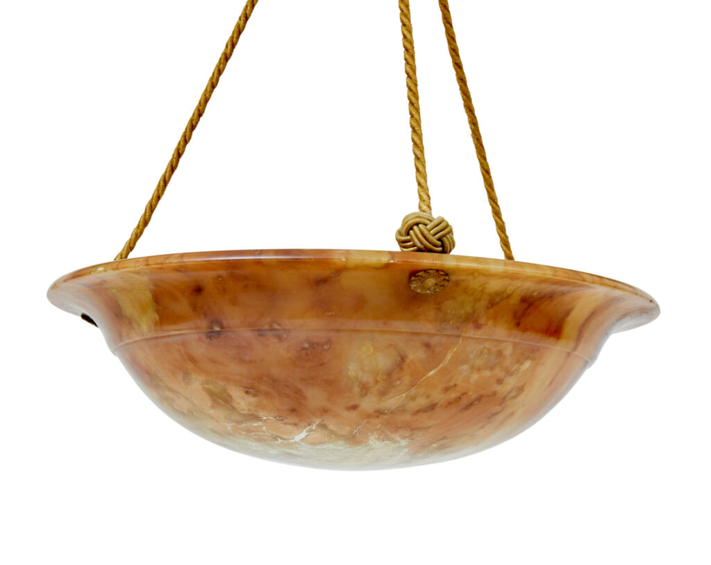 Art Deco Alabaster Hanging Pendant Light — image 7