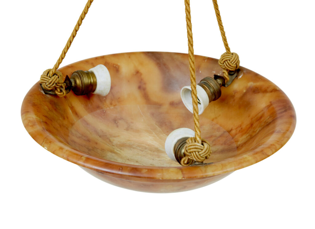 Art Deco Alabaster Hanging Pendant Light — image 6