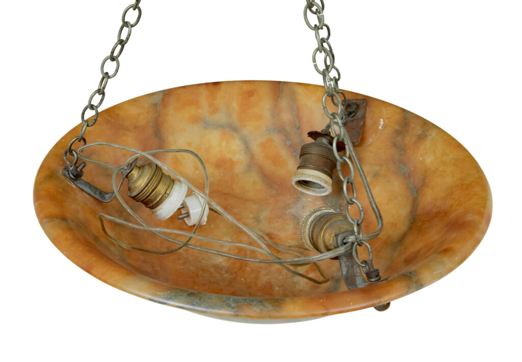 Art Deco Carved Alabaster Ceiling Light — image 4