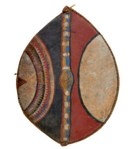 Kenyan Massai Tribe Hand Painted Hide Shield — thumbnail 1