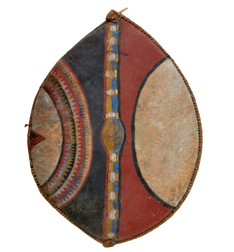 KENYAN MASSAI TRIBE HAND PAINTED HIDE SHIELD