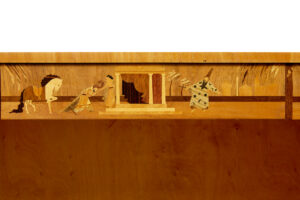 Swedish Art Deco Inlaid Elm Low Bookcase by Mjölby Intarsia — thumbnail 9