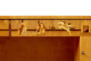 Swedish Art Deco Inlaid Elm Low Bookcase by Mjölby Intarsia — thumbnail 8