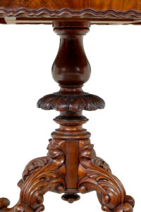 19th Century Carved Flame Mahogany Oval Center Table — thumbnail 5