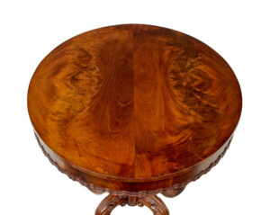19th Century Carved Flame Mahogany Oval Center Table — thumbnail 8