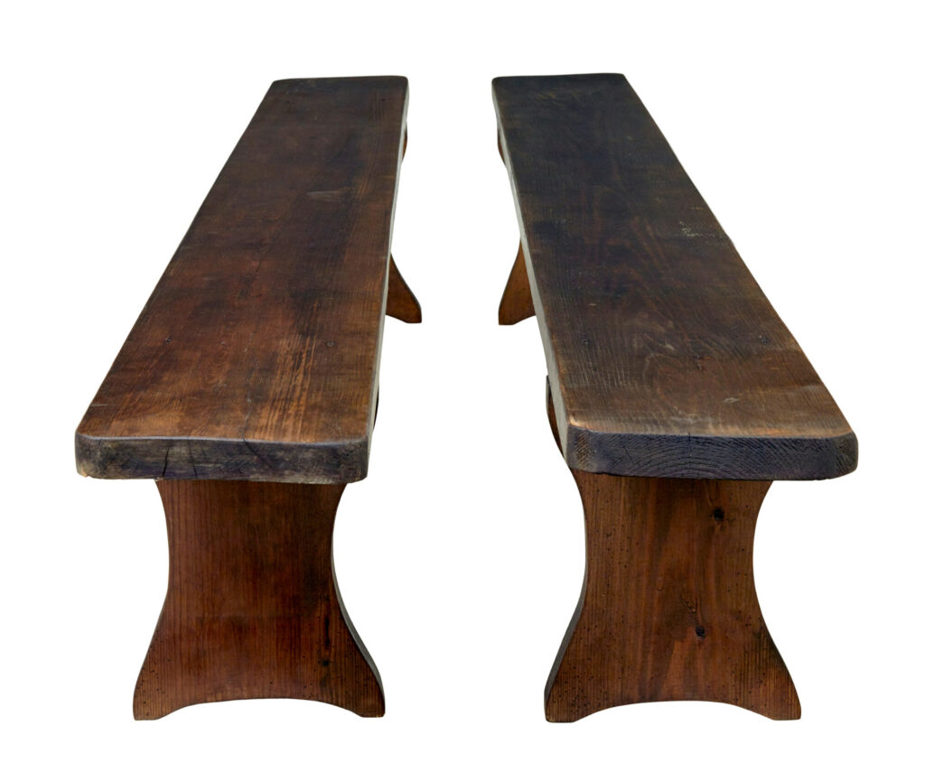 Pair of Large Early 20th Century Scandinavian Pine Benches — image 6