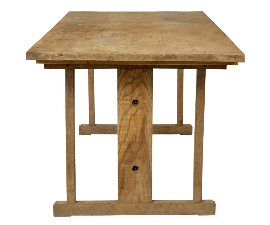 19th Century Swedish Oak and Pine Trestle Table — image 4