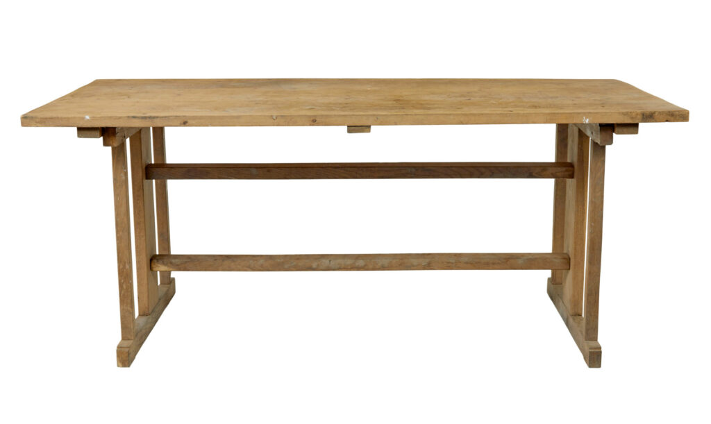 19th Century Swedish Oak and Pine Trestle Table — image 3