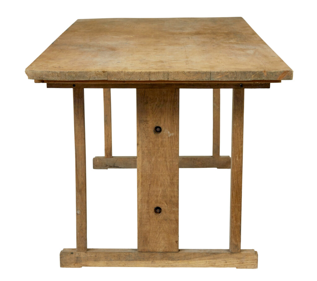 19th Century Swedish Oak and Pine Trestle Table — image 2