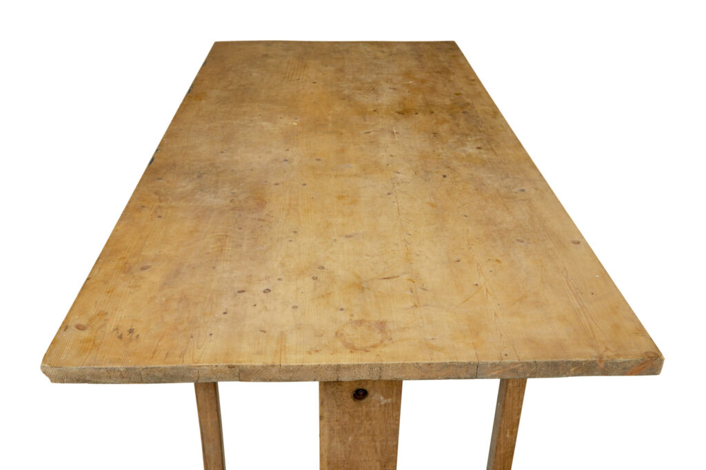 19th Century Swedish Oak and Pine Trestle Table — image 8