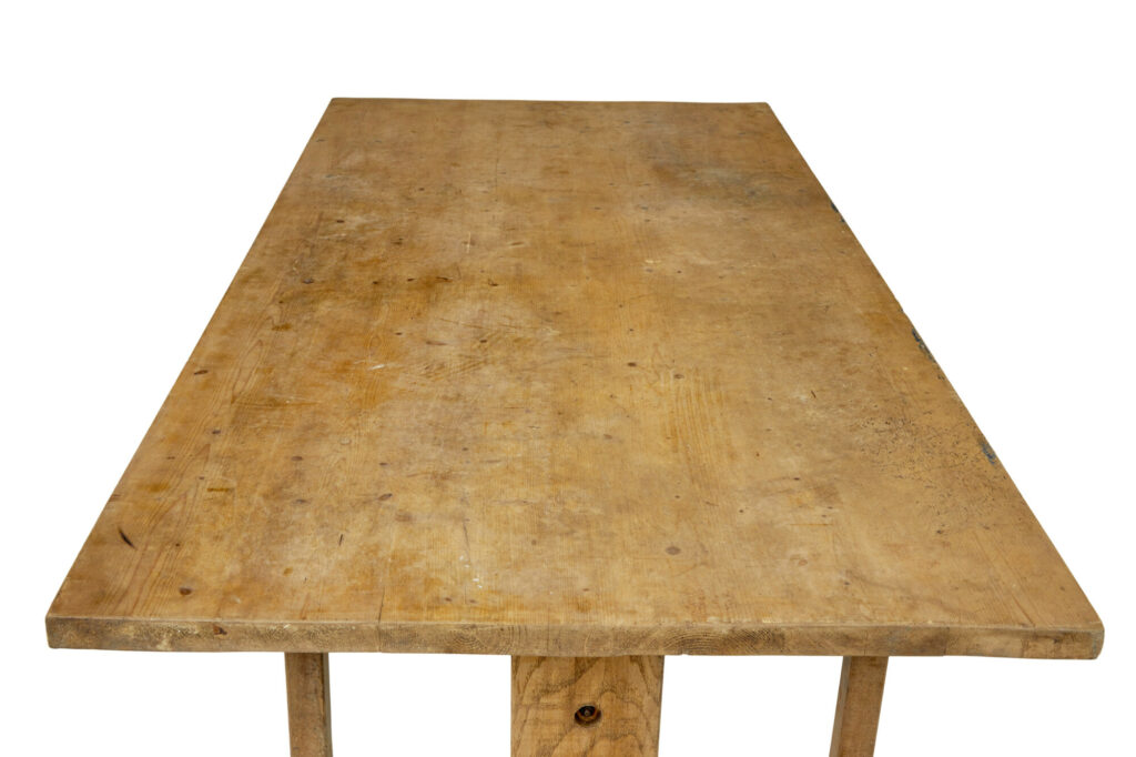 19th Century Swedish Oak and Pine Trestle Table — image 7