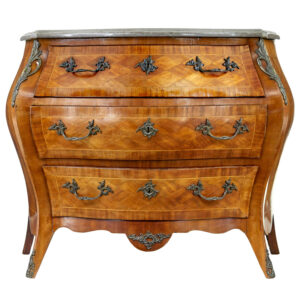 MID CENTURY FRENCH WALNUT MARBLE-TOP COMMODE