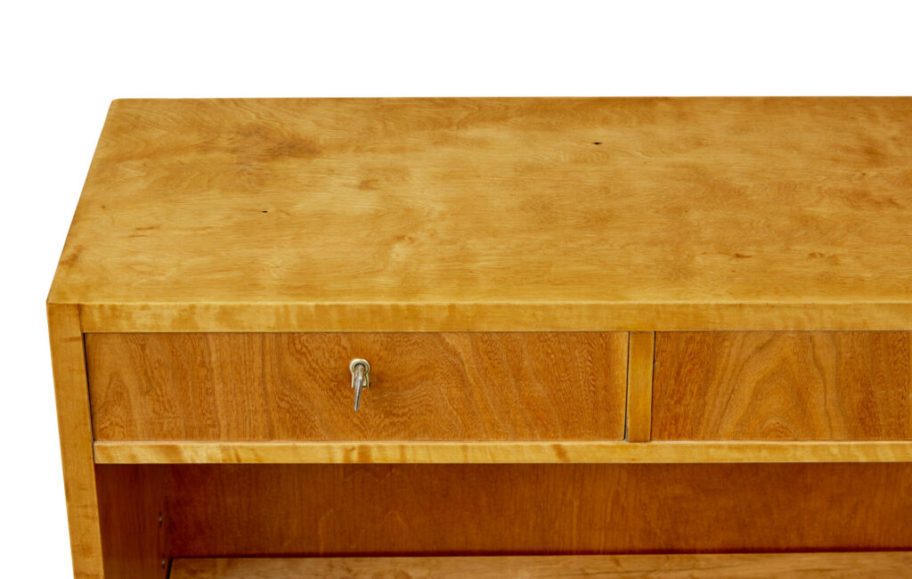 Scandinavian Elm and Birch Low Open Bookcase — image 3