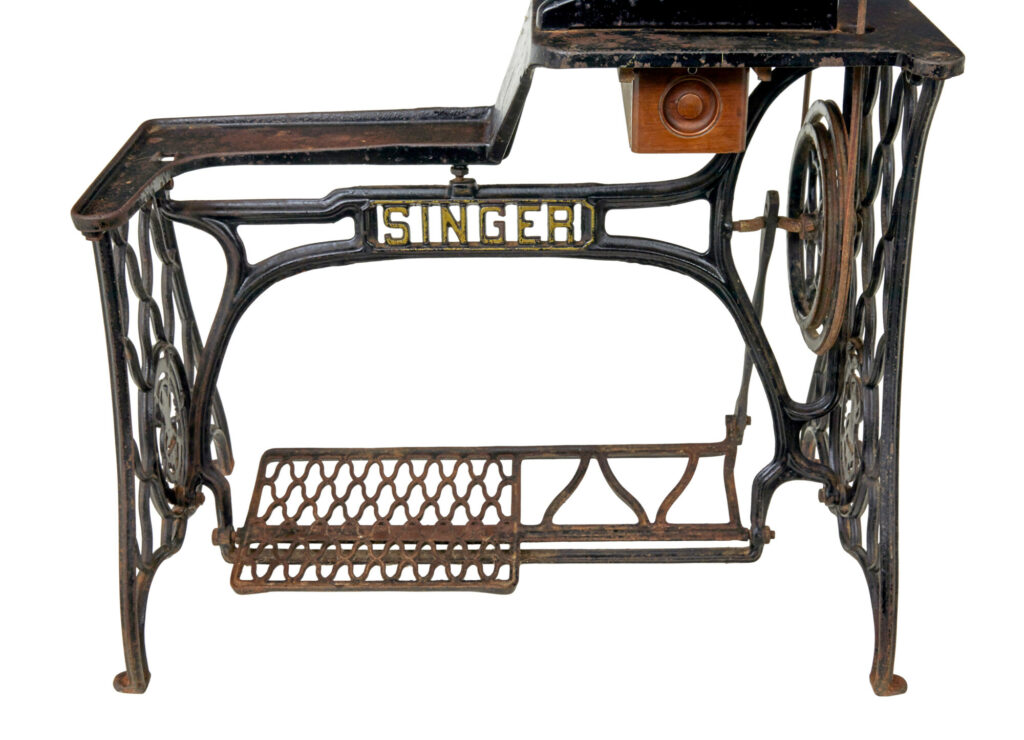 19th Century Black Cast Iron Factory Singer Sewing Machine — image 7