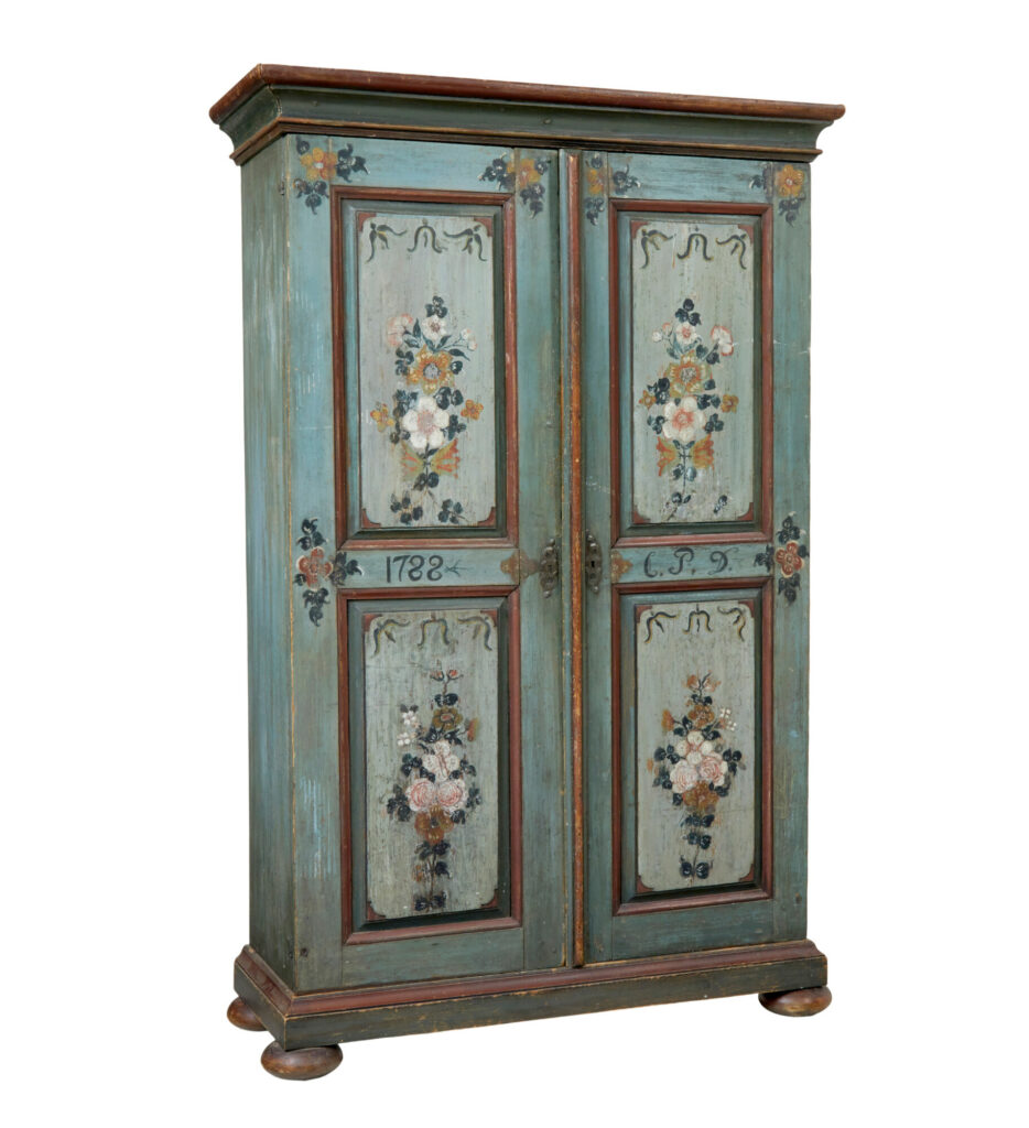 Swedish Hand Painted 19th Century Pine Cupboard