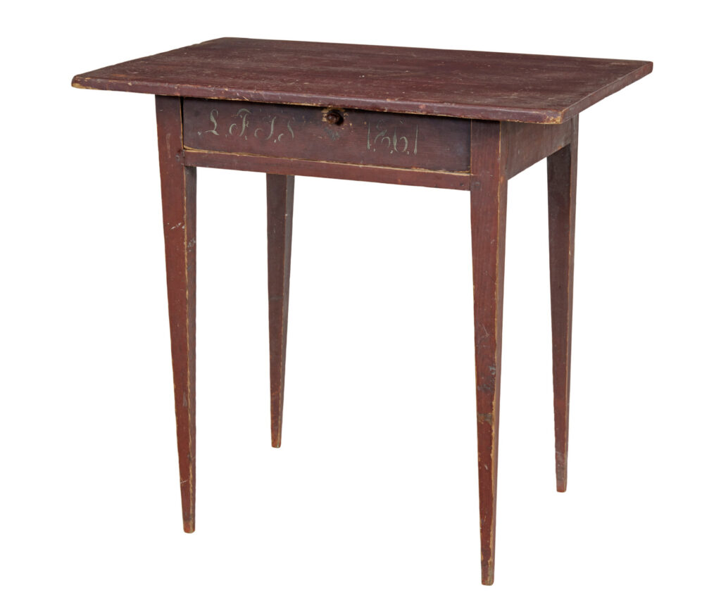 SWEDISH MID 19TH CENTURY RUSTIC PAINTED PINE SIDE TABLE