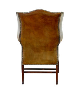 Early 20th Century Tan Leather Wing Back Armchair — thumbnail 2