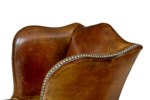 Early 20th Century Tan Leather Wing Back Armchair — thumbnail 7