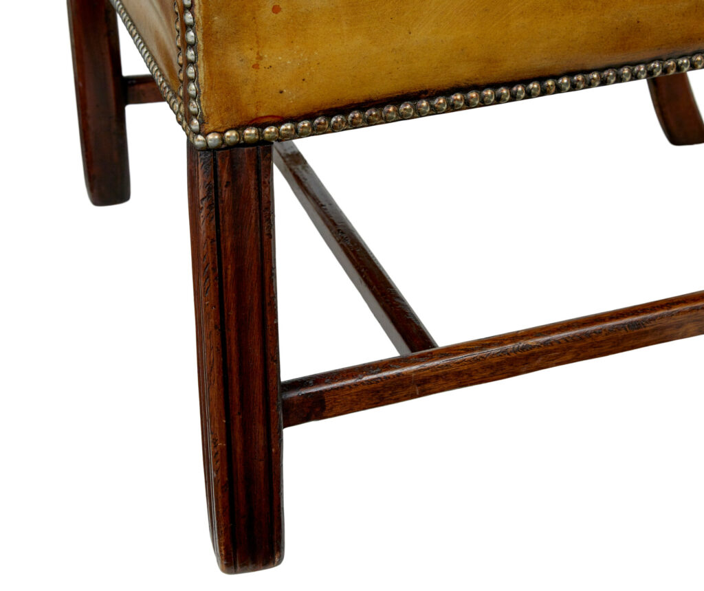 Early 20th Century Tan Leather Wing Back Armchair — image 6