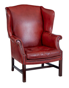 MID 20TH CENTURY LEATHER WINGBACK ARMCHAIR