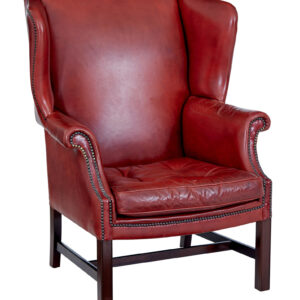 MID 20TH CENTURY LEATHER WINGBACK ARMCHAIR