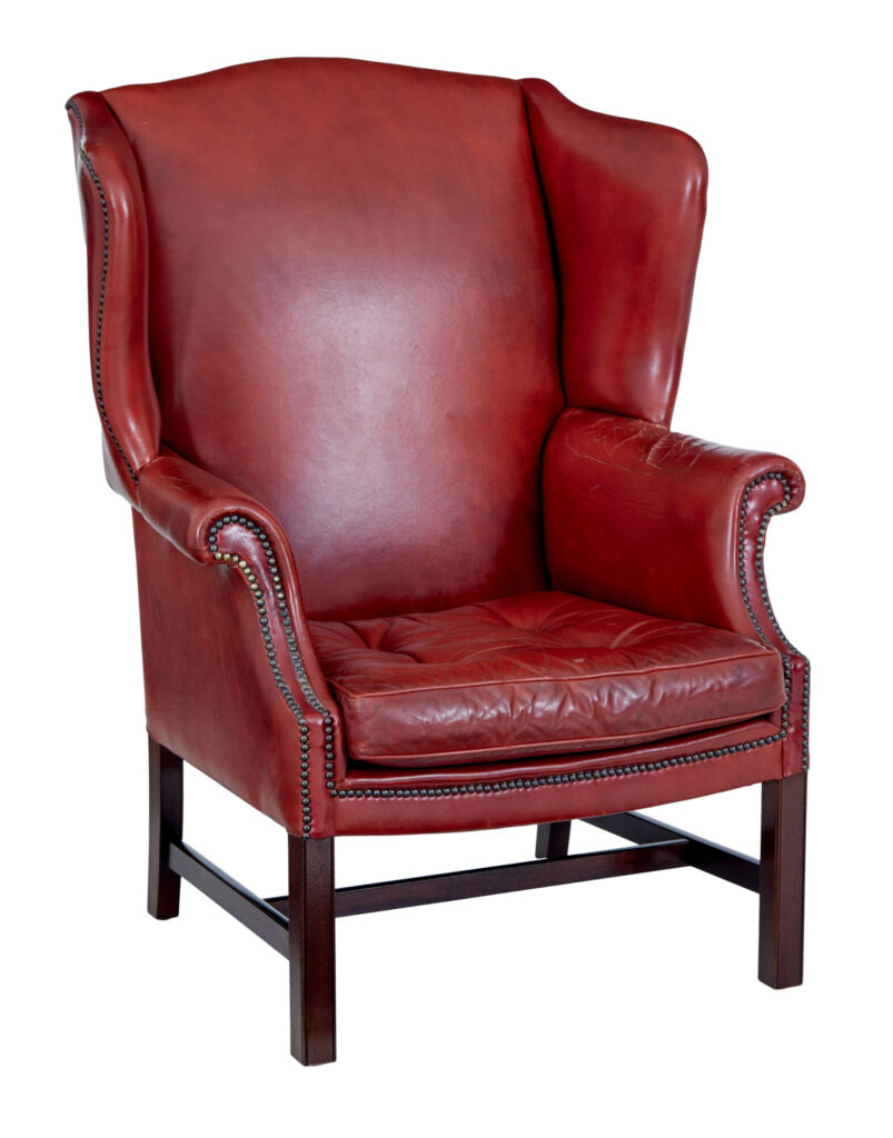 MID 20TH CENTURY LEATHER WINGBACK ARMCHAIR