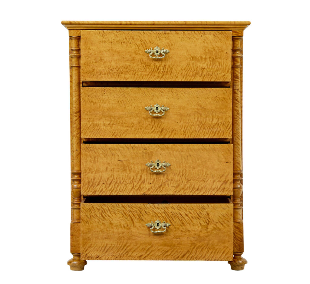 Swedish 19th Century Tiger Birch Chest of Drawers — image 5