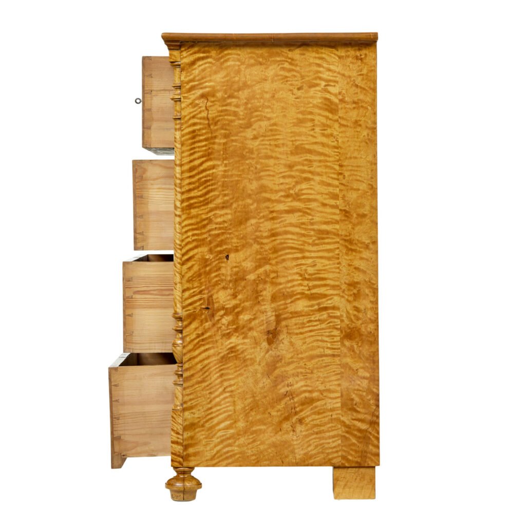 Swedish 19th Century Tiger Birch Chest of Drawers — image 4