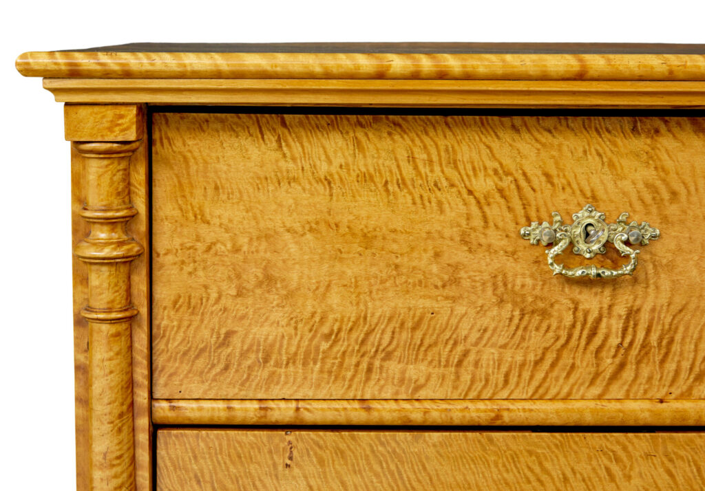 Swedish 19th Century Tiger Birch Chest of Drawers — image 10