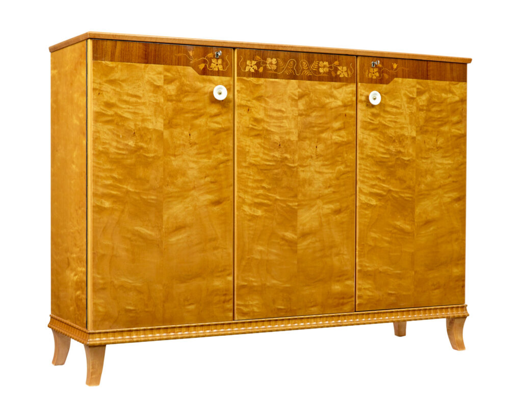 Mid Century Swedish Birch Inlaid Sideboard — image 1