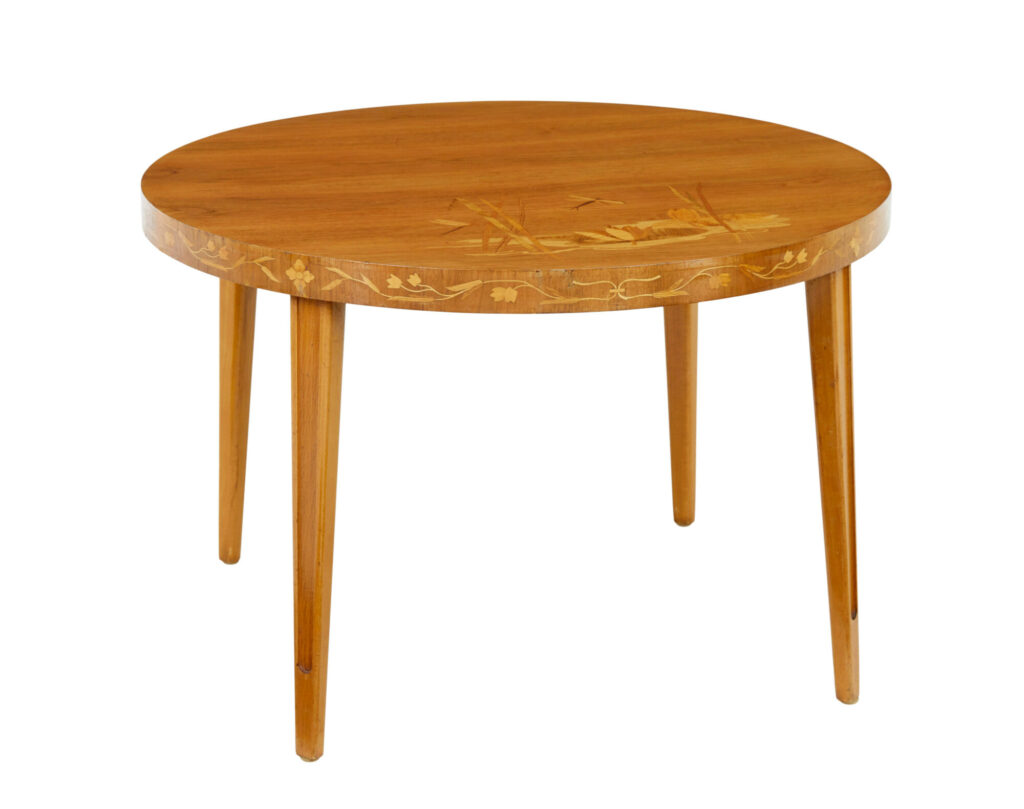 Mid Century Scandinavian Inlaid Elm Coffee Table — image 7