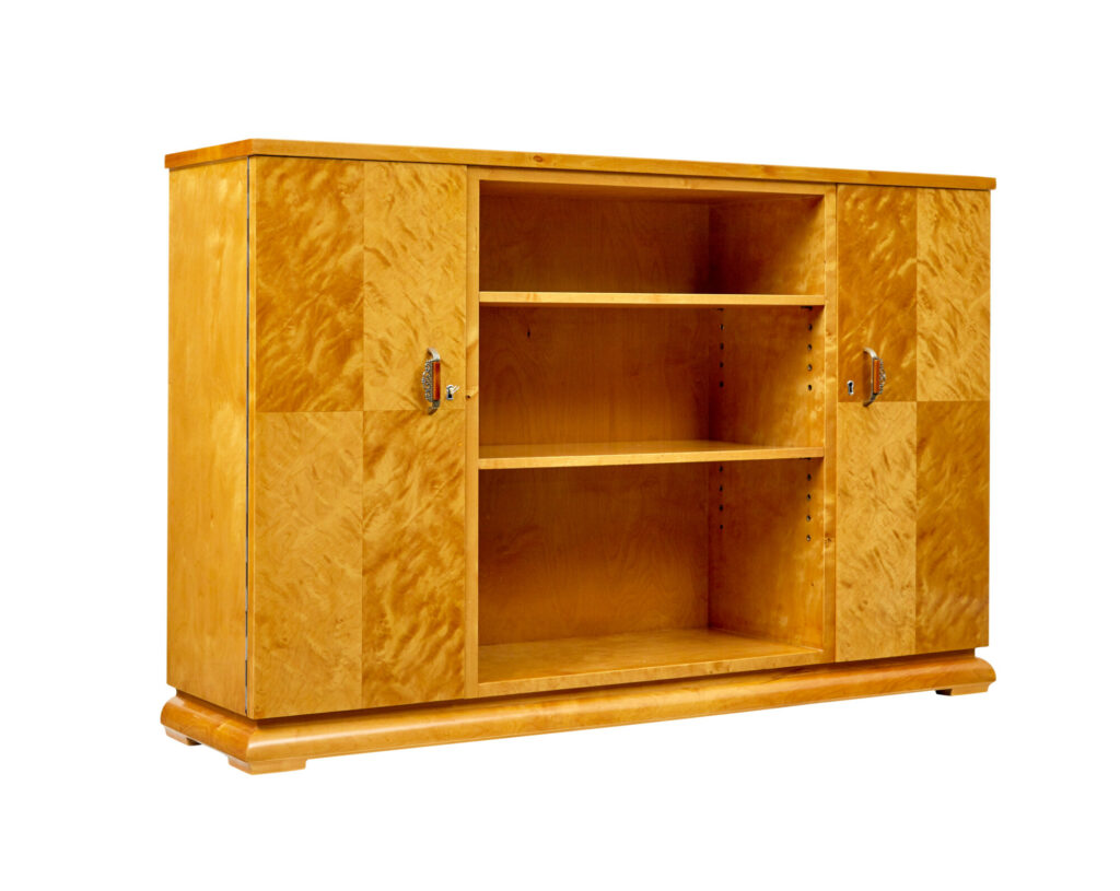 Mid Century Scandinavian Birch Bookcase Cupboard