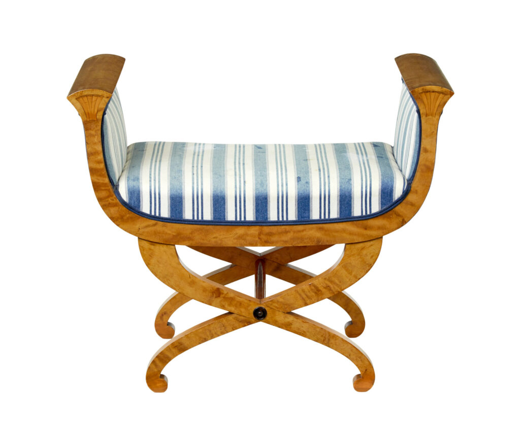 19th Century Swedish Birch Empire Revival Stool