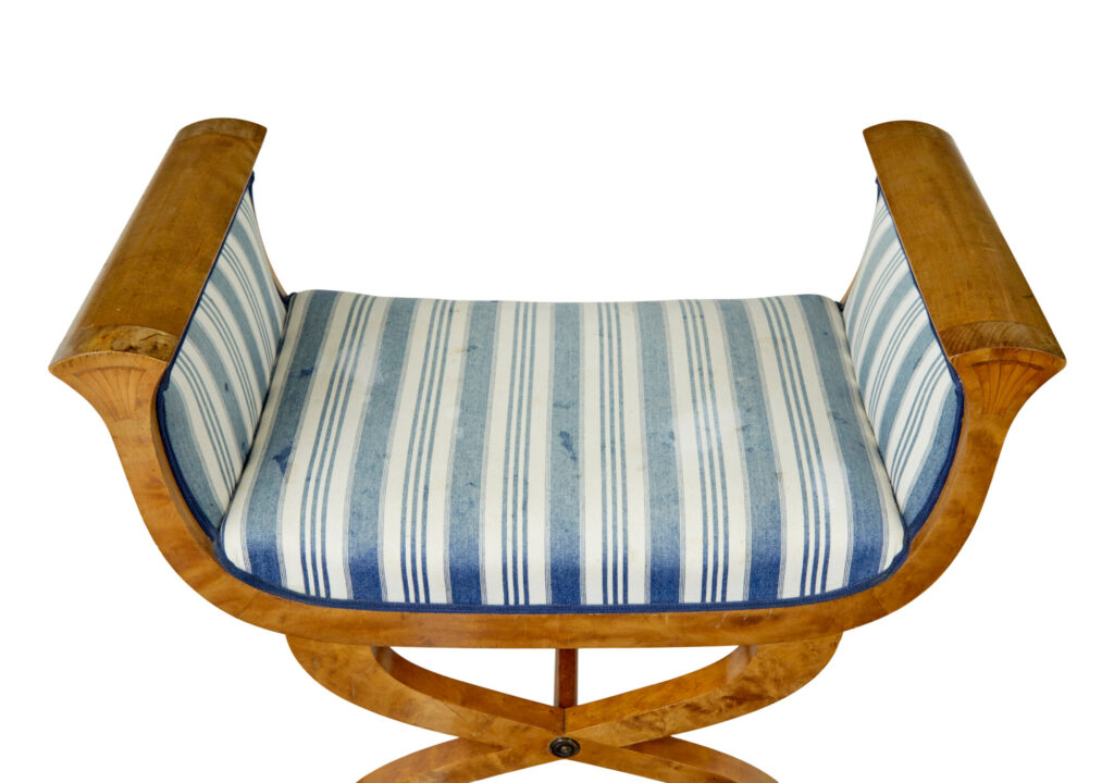 19th Century Swedish Birch Empire Revival Stool — image 3