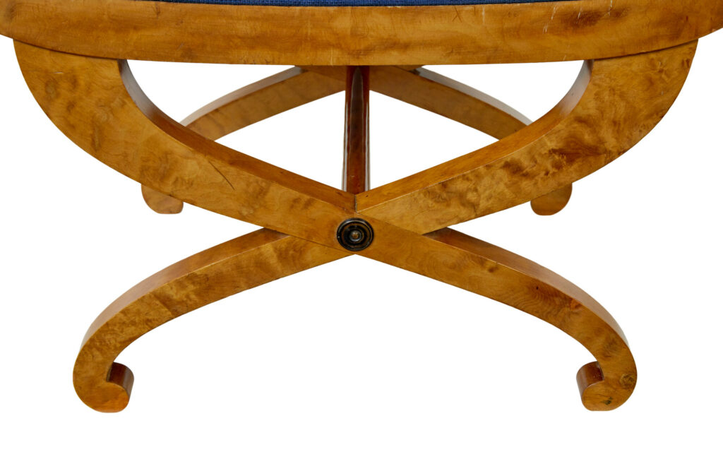 19th Century Swedish Birch Empire Revival Stool — image 2