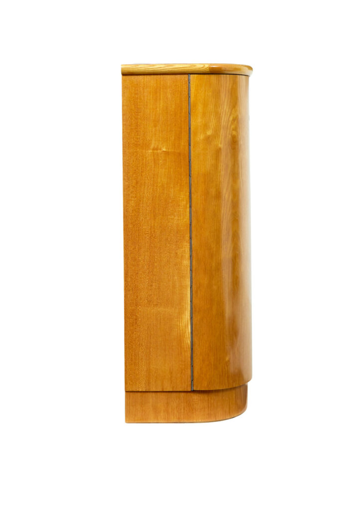 Mid Century Shaped Scandinavian Elm Low Open Bookcase — image 9