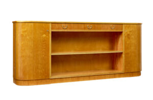 Mid Century Shaped Scandinavian Elm Low Open Bookcase — thumbnail 6