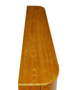 Mid Century Shaped Scandinavian Elm Low Open Bookcase — thumbnail 3
