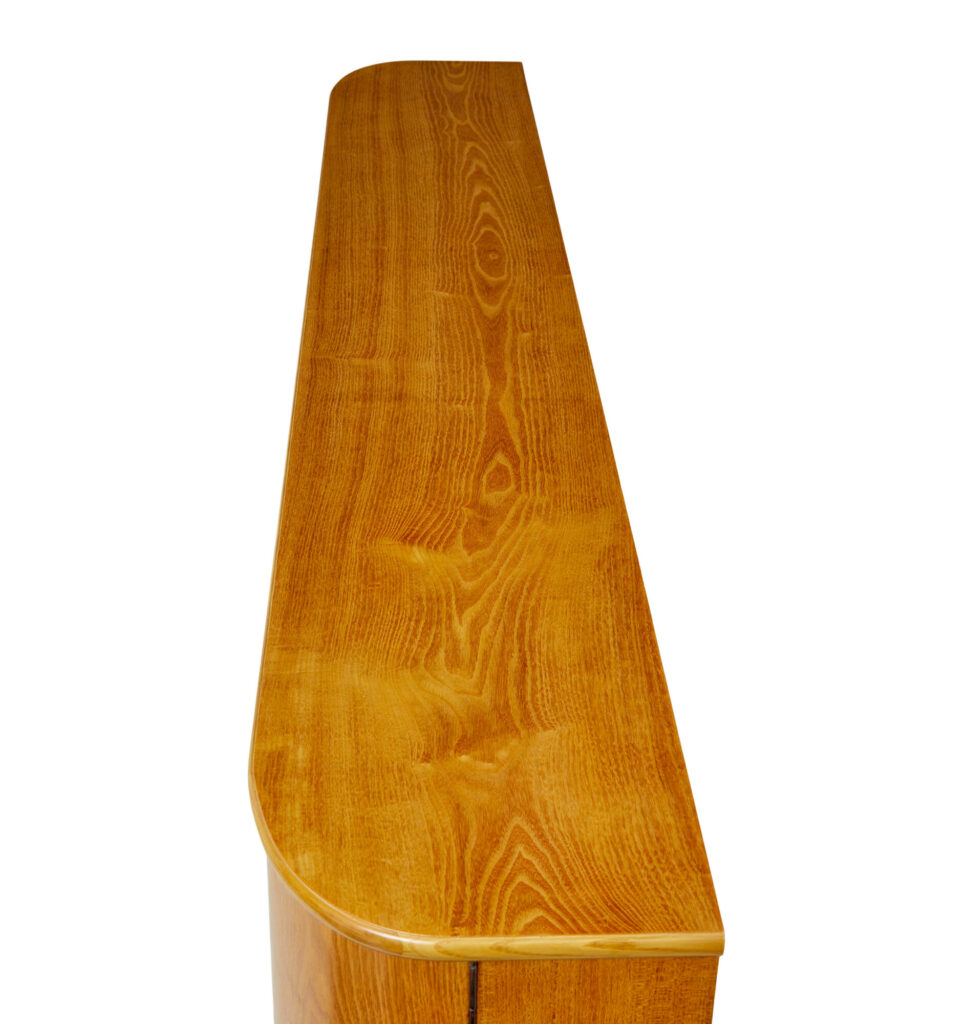 Mid Century Shaped Scandinavian Elm Low Open Bookcase — image 2