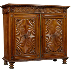 MID 19TH CENTURY ANGLO INDIAN CARVED PADOUK CABINET
