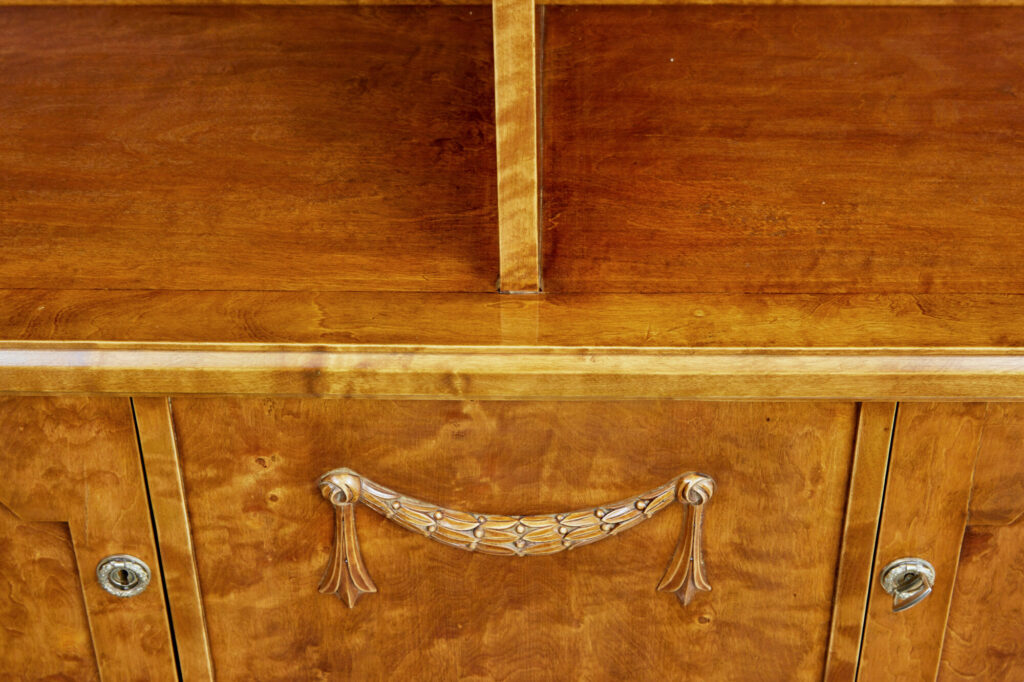 Early 20th Century Empire Revival Birch Bookcase Cabinet — image 3