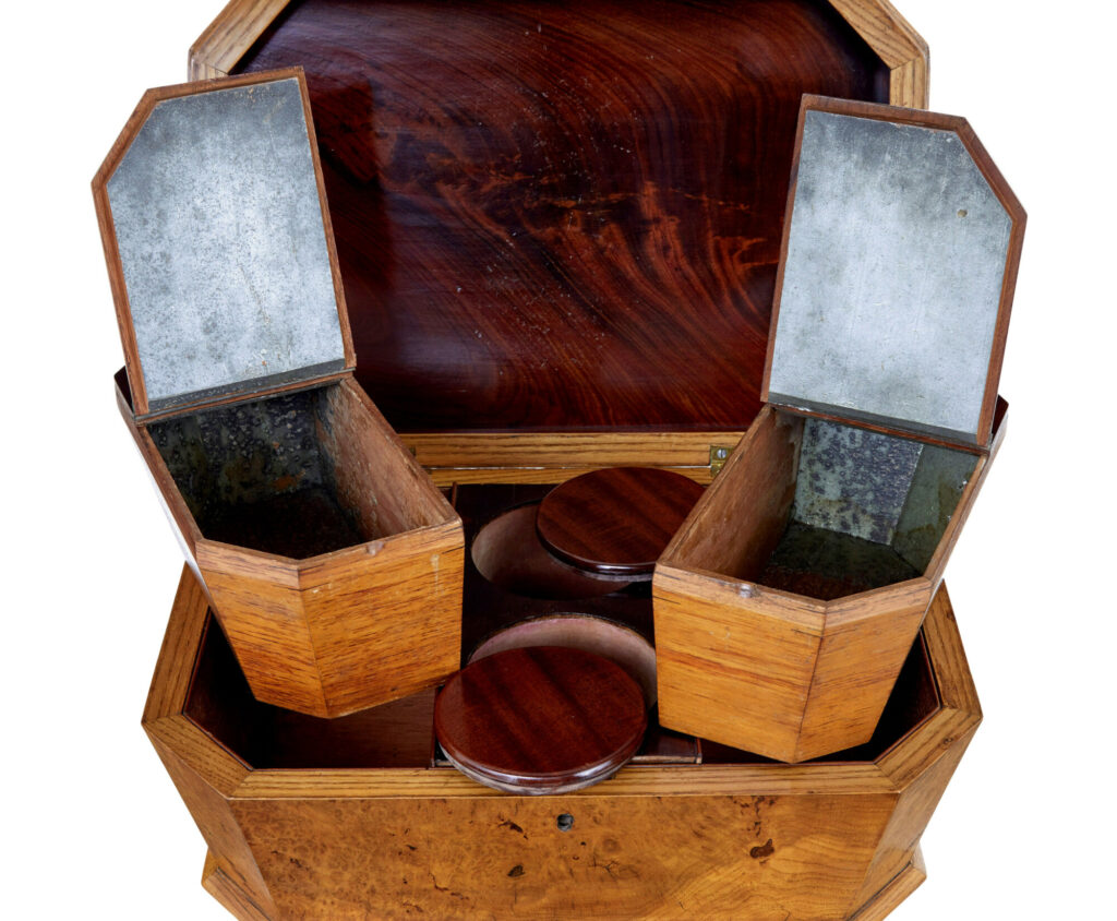 19th Century Scandinavian Burr Elm Teapoy — image 5