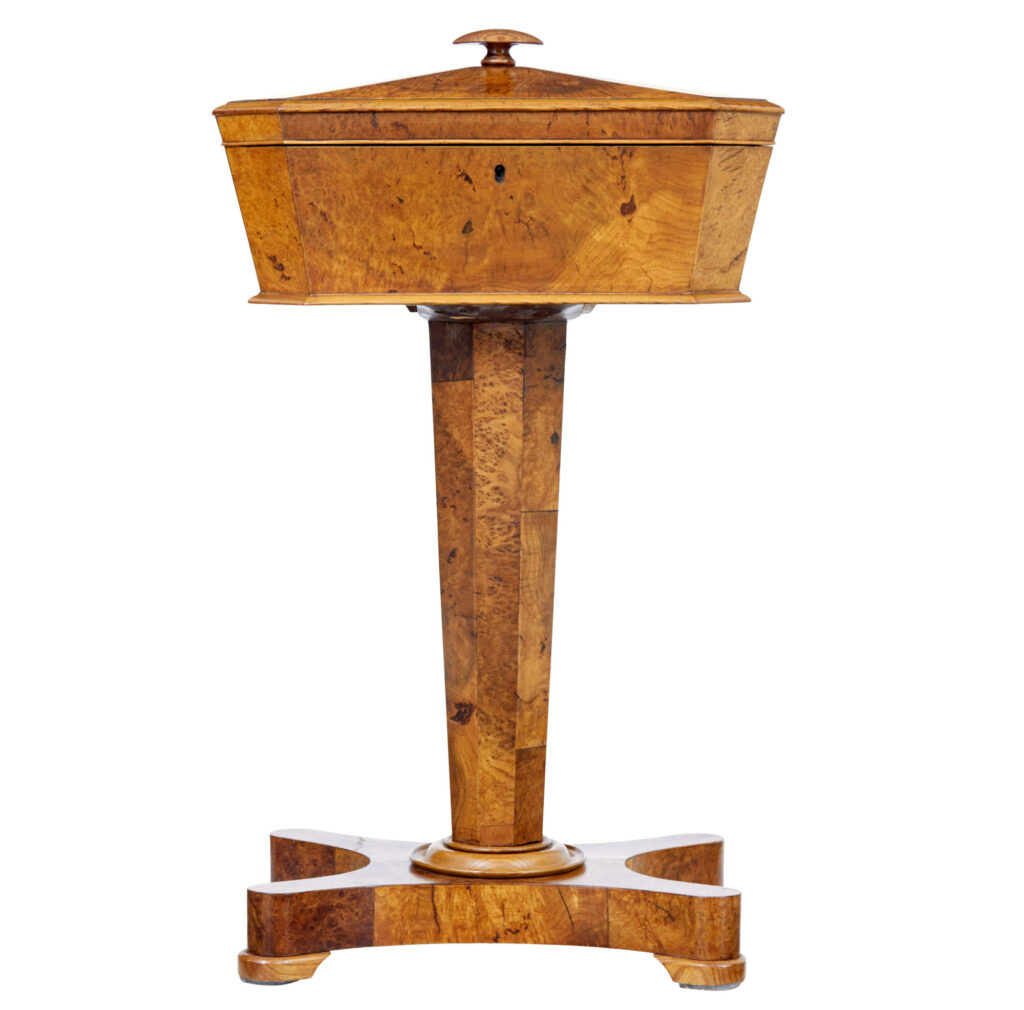 19th Century Scandinavian Burr Elm Teapoy