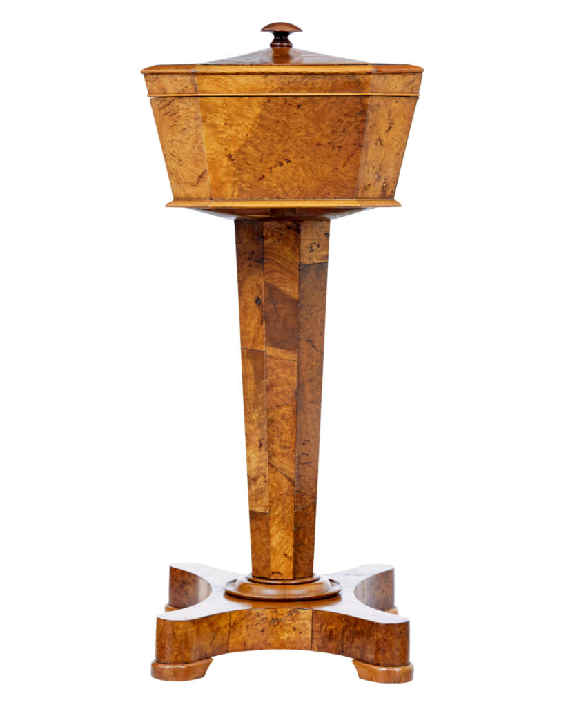 19th Century Scandinavian Burr Elm Teapoy — image 4