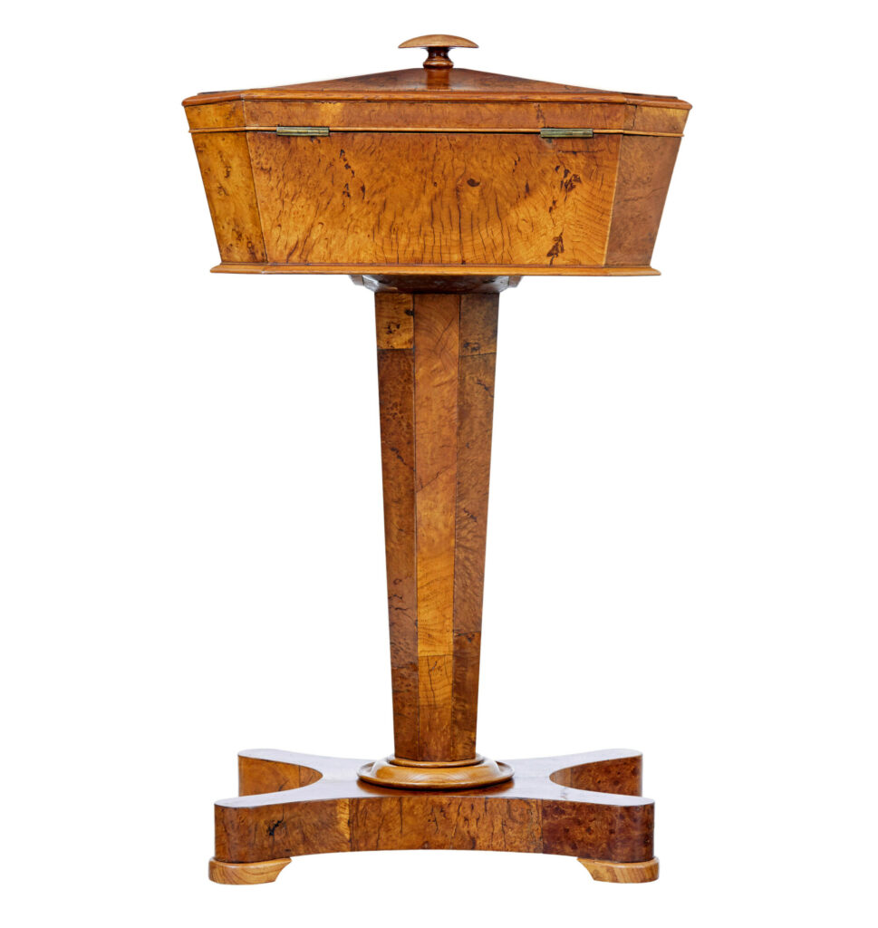 19th Century Scandinavian Burr Elm Teapoy — image 3