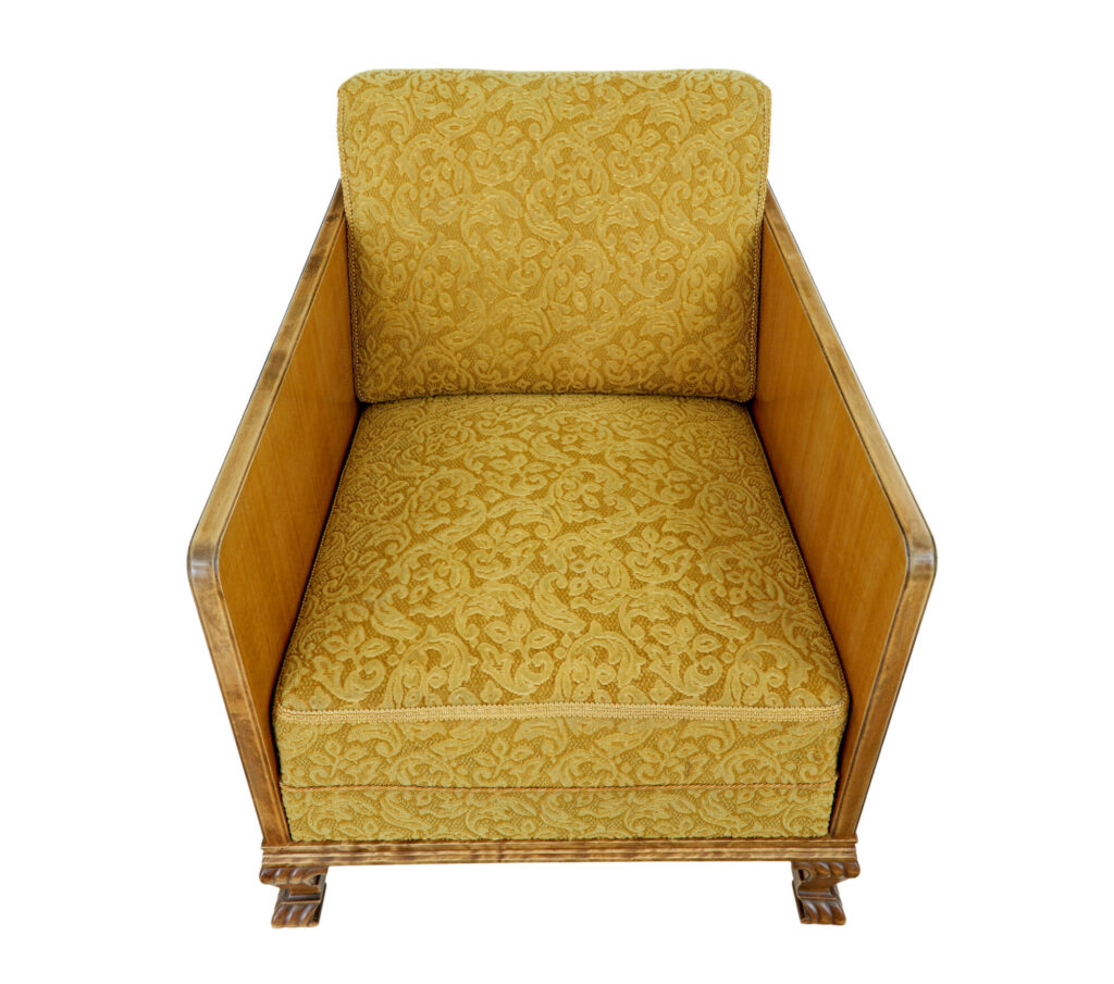 Pair of Art Deco Elm and Birch Lounge Armchairs — image 6