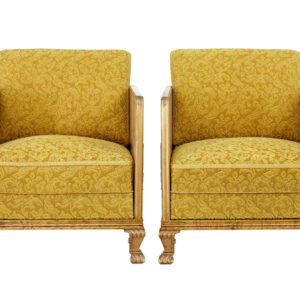 PAIR OF ART DECO ELM AND BIRCH LOUNGE ARMCHAIRS