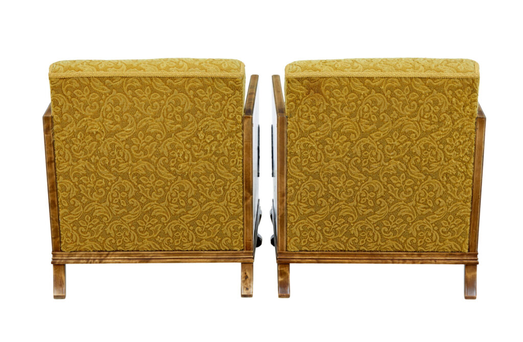 Pair of Art Deco Elm and Birch Lounge Armchairs — image 8